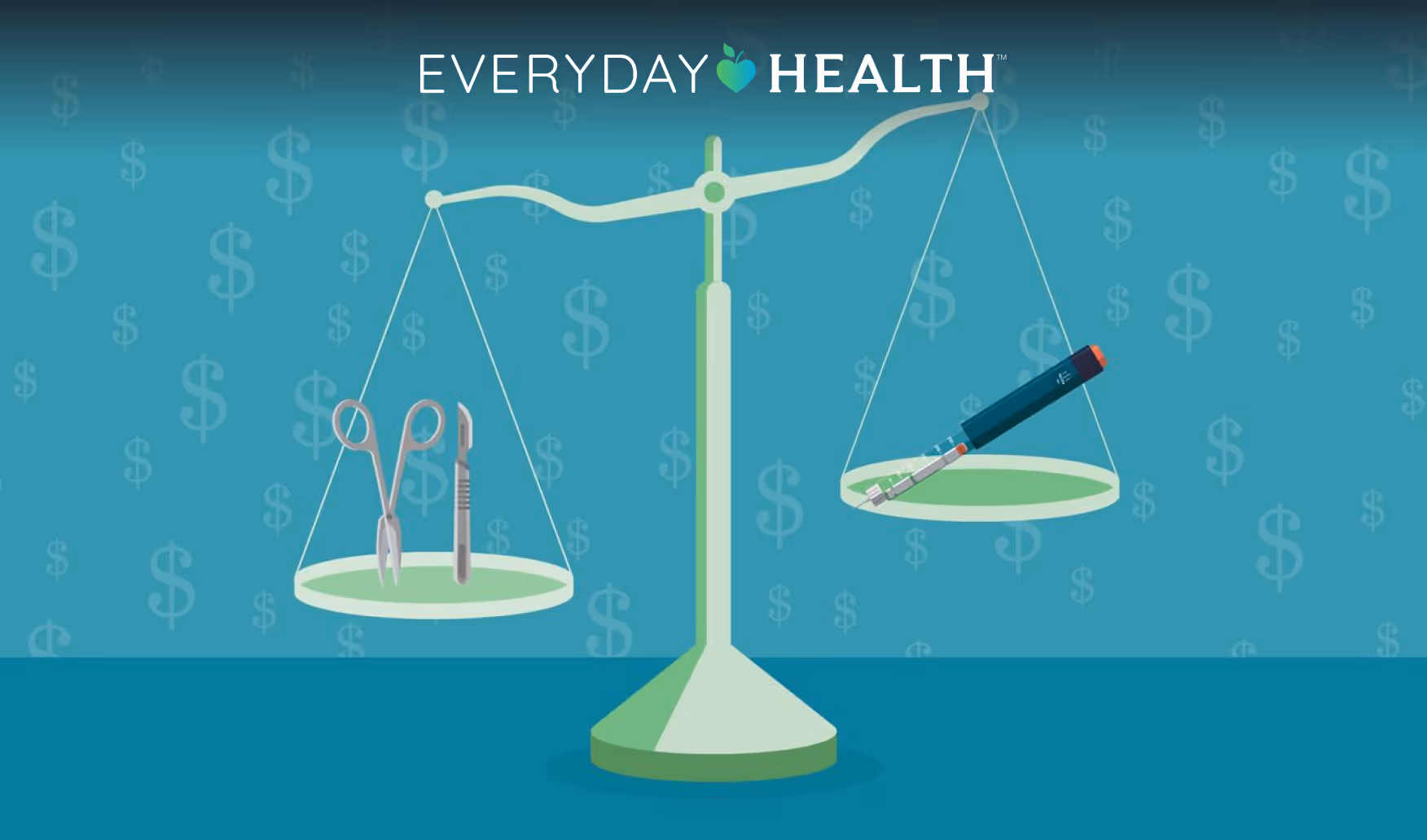 surgery vs GLP1s cost scale concept illustration