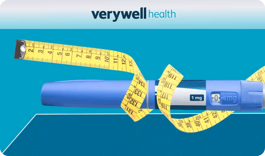 Inyector de semaglutida envuelto en una cinta métrica